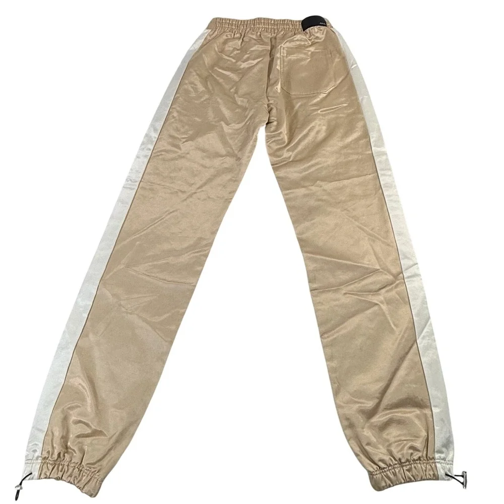 Amiri Satin Track Pants Gold Champagne White Stripe MA Logo Small NEW